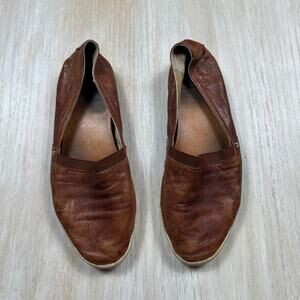 Frye Carson Slip-On Flats Cognac Brown Leather Loafers Comfort Casual Shoes 7